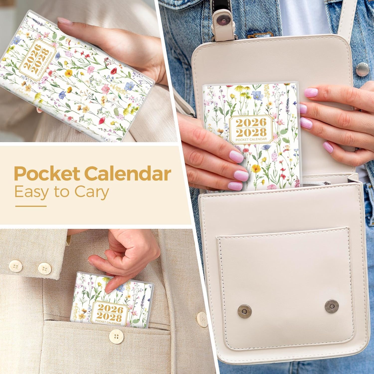 SKYDUE Pocket Calendar 2026-2027, Pocket Monthly Planner Jan 2026 - Dec 2027 for Purse, 6.7" X 3.7" 24-Month Small Planner, Academic Year Calendar, Compact Design with Plastic Sleeve