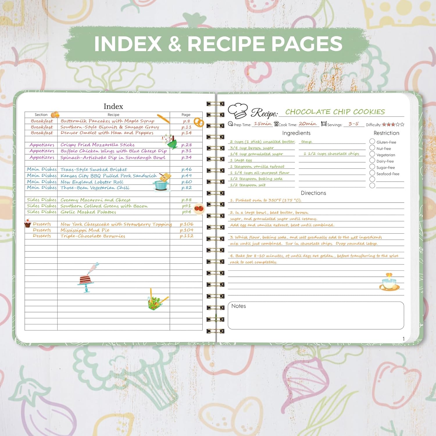 SKYDUE Blank Recipe Book to Write In Your Own Recipes, 8.5" x 11" Hardcover Recipe Journal with 140 Pages and Category Tabs