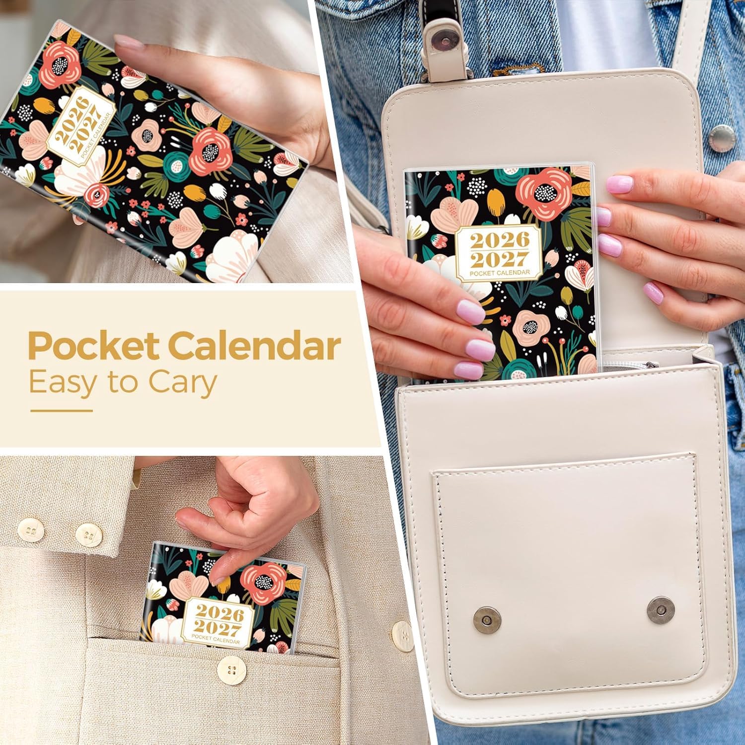 SKYDUE Pocket Calendar 2026-2027, Pocket Monthly Planner Jan 2026 - Dec 2027 for Purse, 6.7" X 3.7" 24-Month Small Planner, Academic Year Calendar, Compact Design with Plastic Sleeve