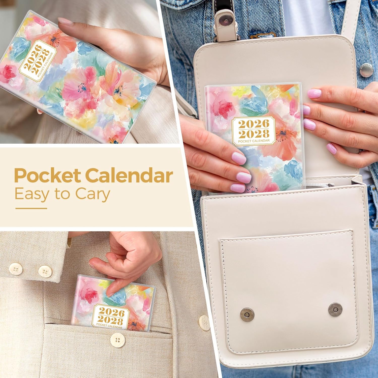 SKYDUE Pocket Calendar 2026-2027, Pocket Monthly Planner Jan 2026 - Dec 2027 for Purse, 6.7" X 3.7" 24-Month Small Planner, Academic Year Calendar, Compact Design with Plastic Sleeve