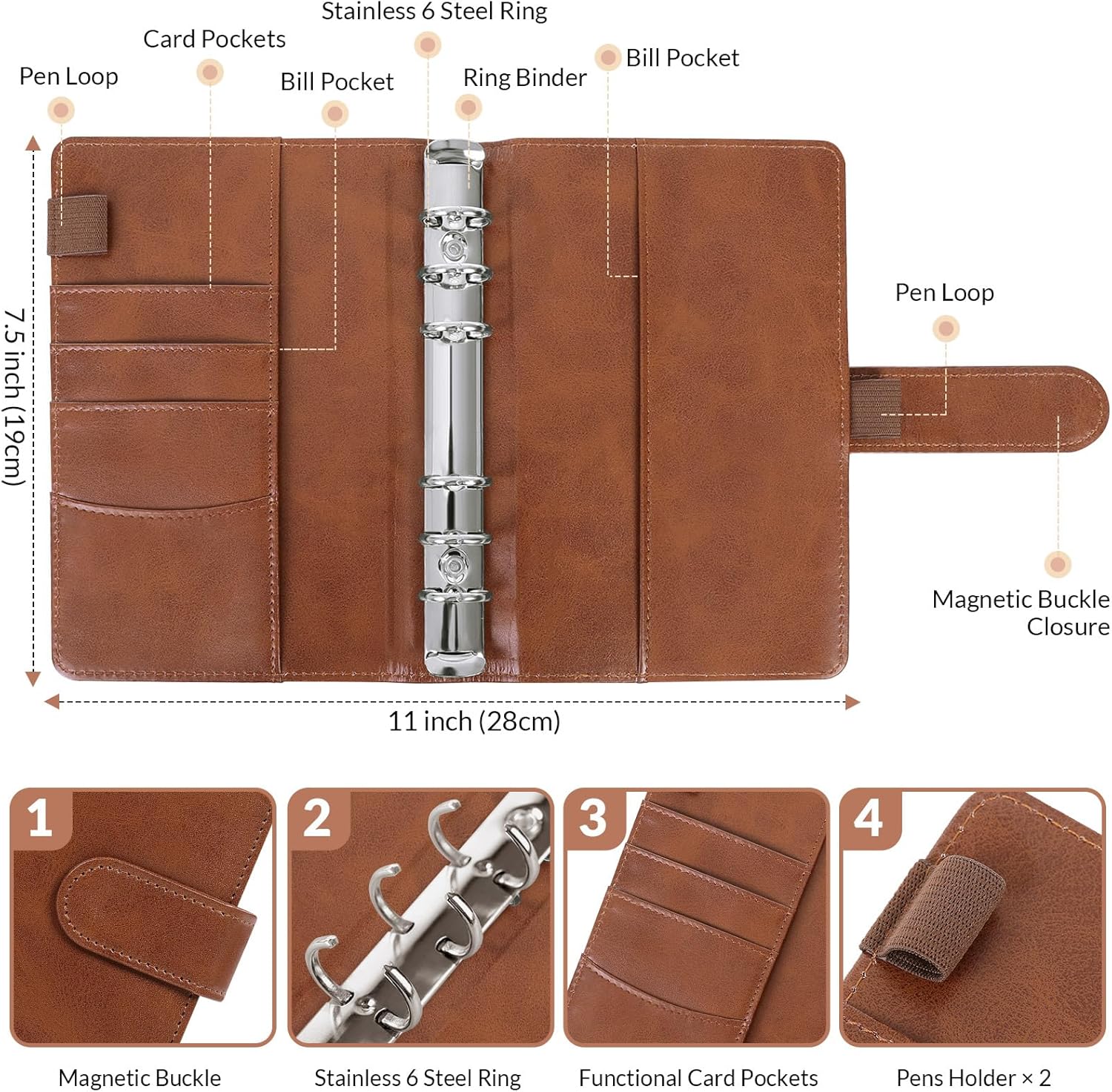SKYDUE Budget Binder with 8pcs Zipper Envelopes,Money Organizer for Cash with 12pcs Expense Sheets & 24 Rose Gold Sticky Labels