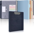 SKYDUE Clipboard Binder with Dividers,1 Inch Linen 3 Ring Binder with Clipboard on Front for Organizer, Clipboard Folder with Pocket, Labels Office Supplies OliveGreen
