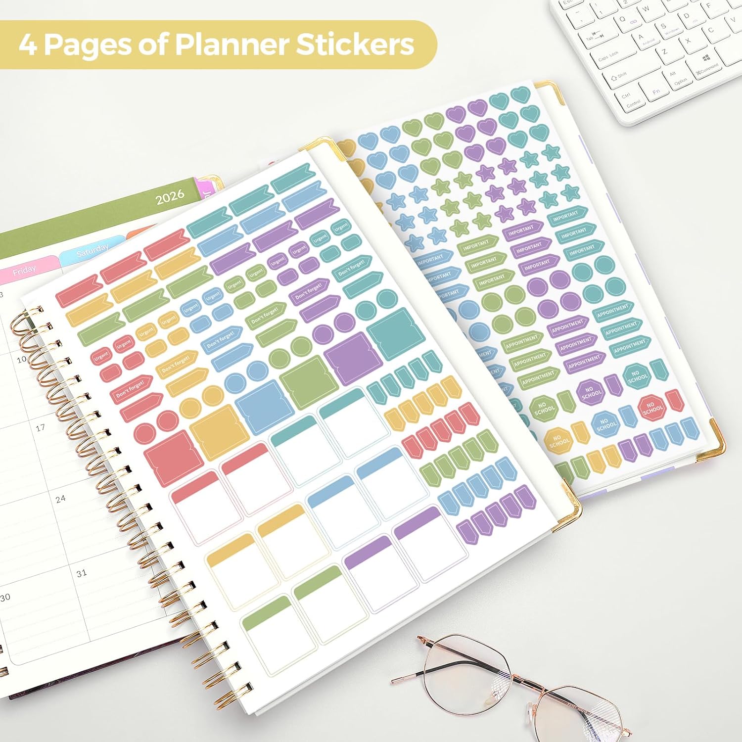 SKYDUE Teacher Planner 2026-2027 Academic Year, 8.5" x 11" Deluxe Teacher Lesson Planner with Monthly Tabs & Stickers, Lesson Plan Book 26-27, Grid