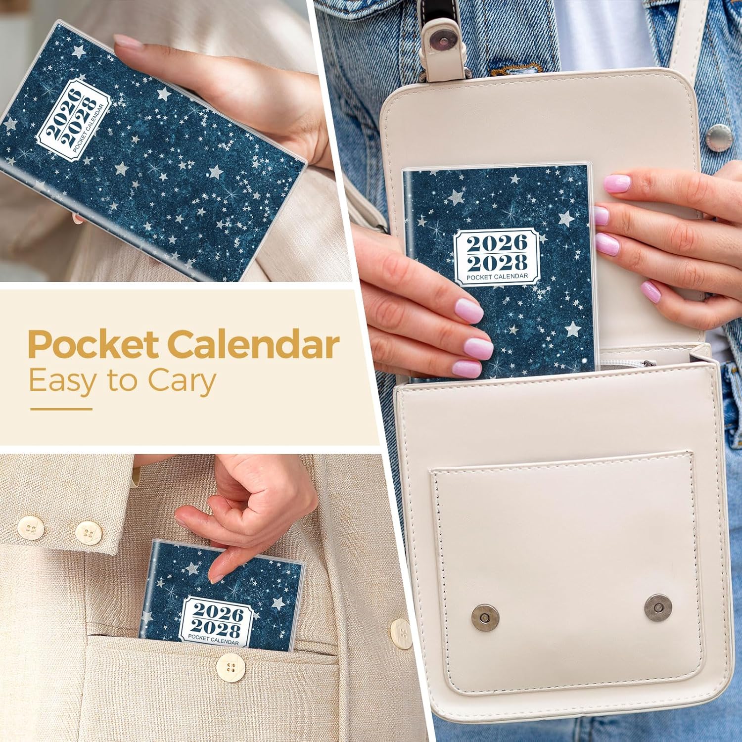 SKYDUE Pocket Calendar 2026-2027, Pocket Monthly Planner Jan 2026 - Dec 2027 for Purse, 6.7" X 3.7" 24-Month Small Planner, Academic Year Calendar, Compact Design with Plastic Sleeve