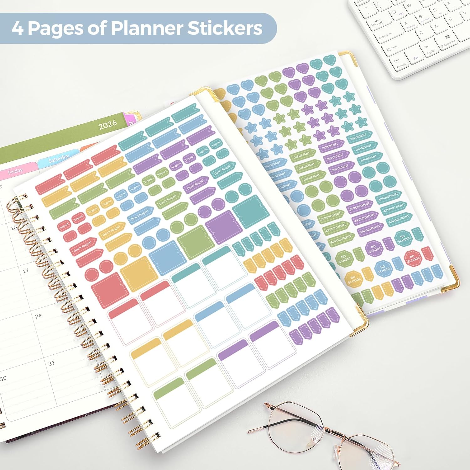 SKYDUE Teacher Planner 2026-2027 Academic Year, 8.5" x 11" Deluxe Teacher Lesson Planner with Monthly Tabs & Stickers, Lesson Plan Book 26-27, Grid
