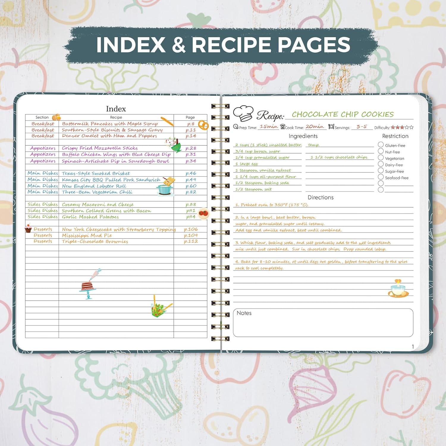 SKYDUE Blank Recipe Book to Write In Your Own Recipes, 8.5" x 11" Hardcover Recipe Journal with 140 Pages and Category Tabs
