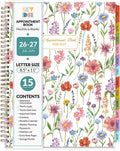 SKYDUE Appointment Book 2026-2027, Academic Hourly Planner from July 2026 - June 2027, 8.5" x 11" Weekly & Monthly Schedule Planner with 15-Minute Interval- Perfect for Daily Planning White Flower