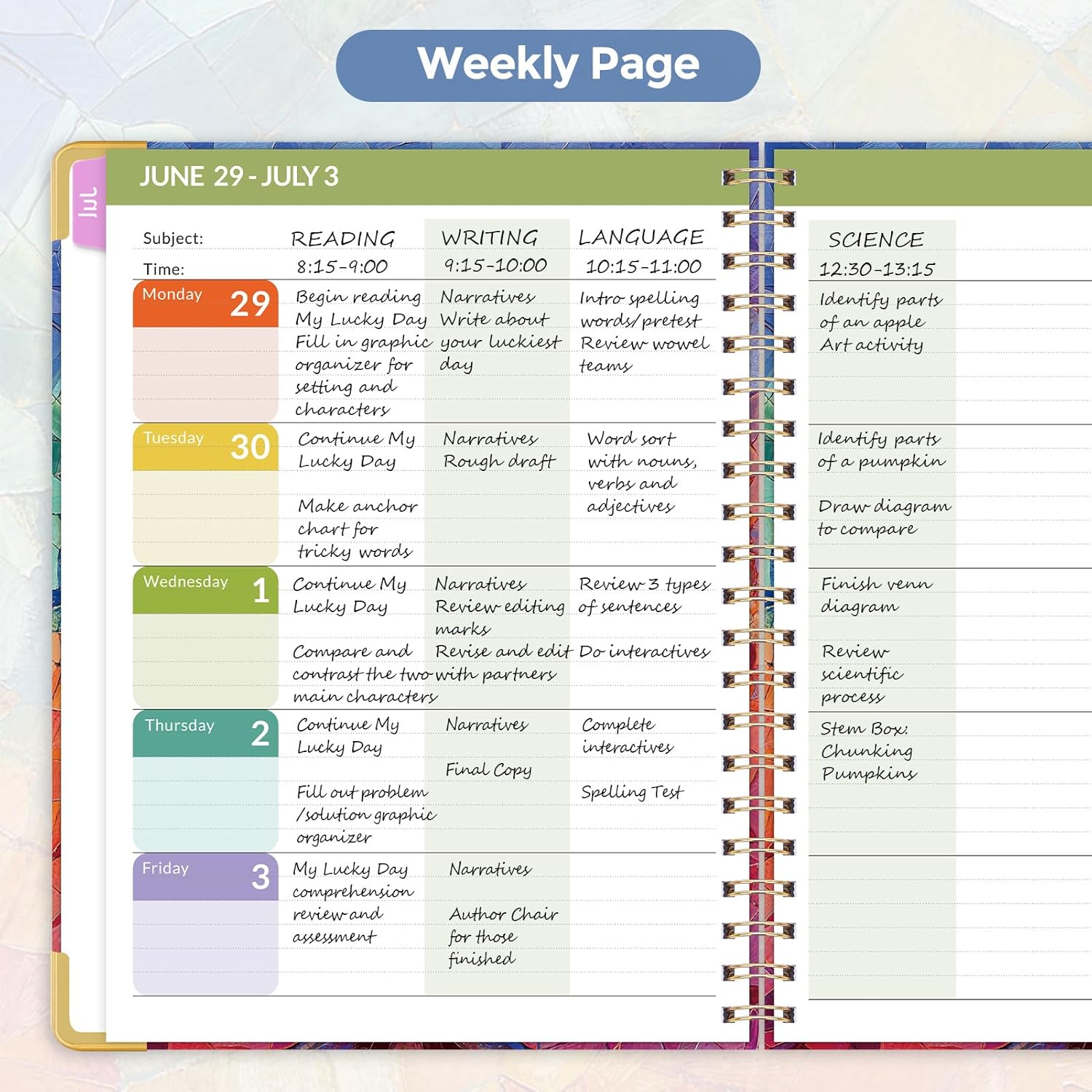 SKYDUE Teacher Planner 2026-2027 Academic Year, 8.5" x 11" Deluxe Teacher Lesson Planner with Monthly Tabs & Stickers, Lesson Plan Book 26-27, Grid
