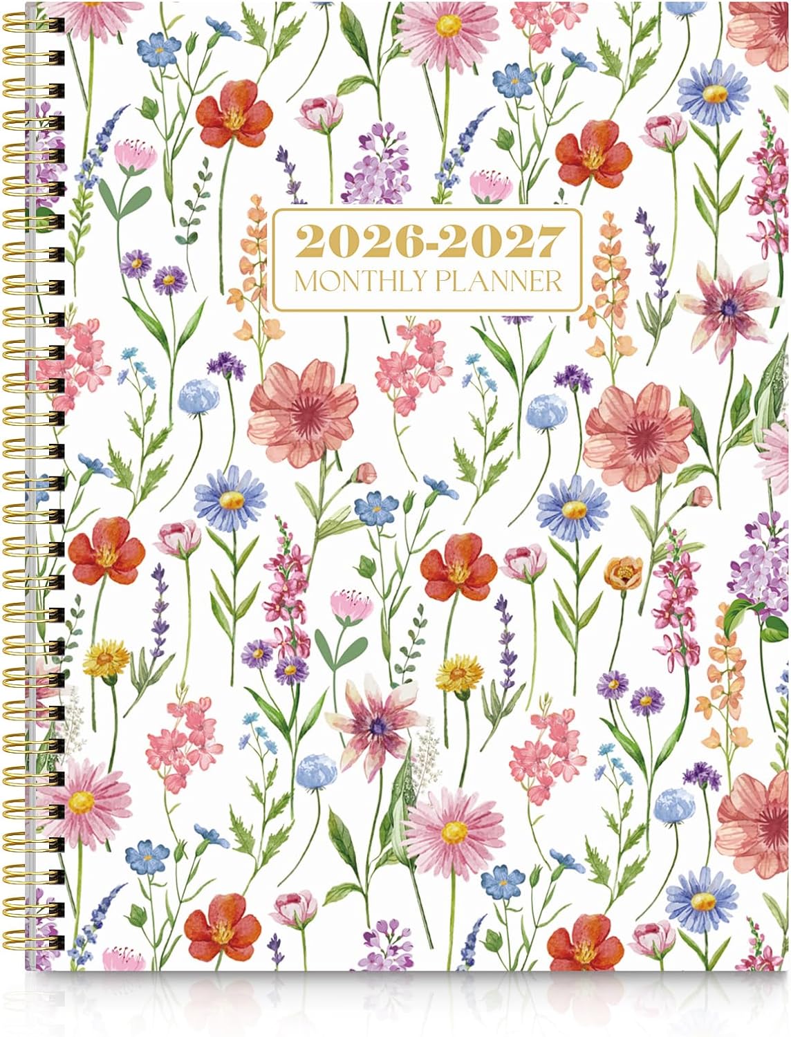 SKYDUE Monthly Planner 2026-2027, 24 Months Calendar Planner 2026-2027, 7.5" x 10" B5 Planner, Twin-wire Spiral Bound, Durable Waterproof Cover, Thick No-Bleed Paper, Floral