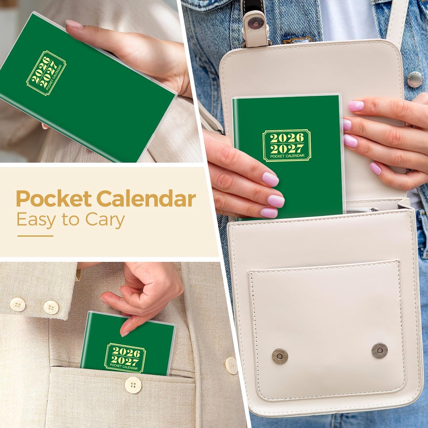 SKYDUE Pocket Calendar 2026-2027, Monthly Planner Jan 2026- Dec 2027 for Purse, 6.7" x 3.7" 2 Year Small Pocket Planner, Compact Design with Plastic Sleeve Blue