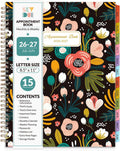 SKYDUE Appointment Book 2026-2027, Academic Hourly Planner from July 2026 - June 2027, 8.5" x 11" Weekly & Monthly Schedule Planner with 15-Minute Interval- Perfect for Daily Planning White Flower