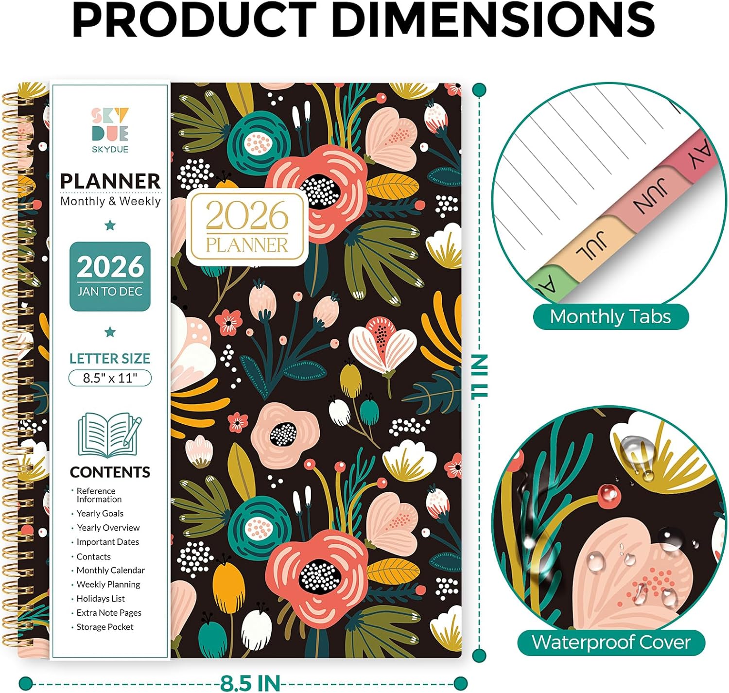 Planner 2026, 8.5" x 11" Monthly & Weekly Planner with Tabs, JAN - DEC 2026, Goal Setting & Time Management Organizer for Professionals & Students