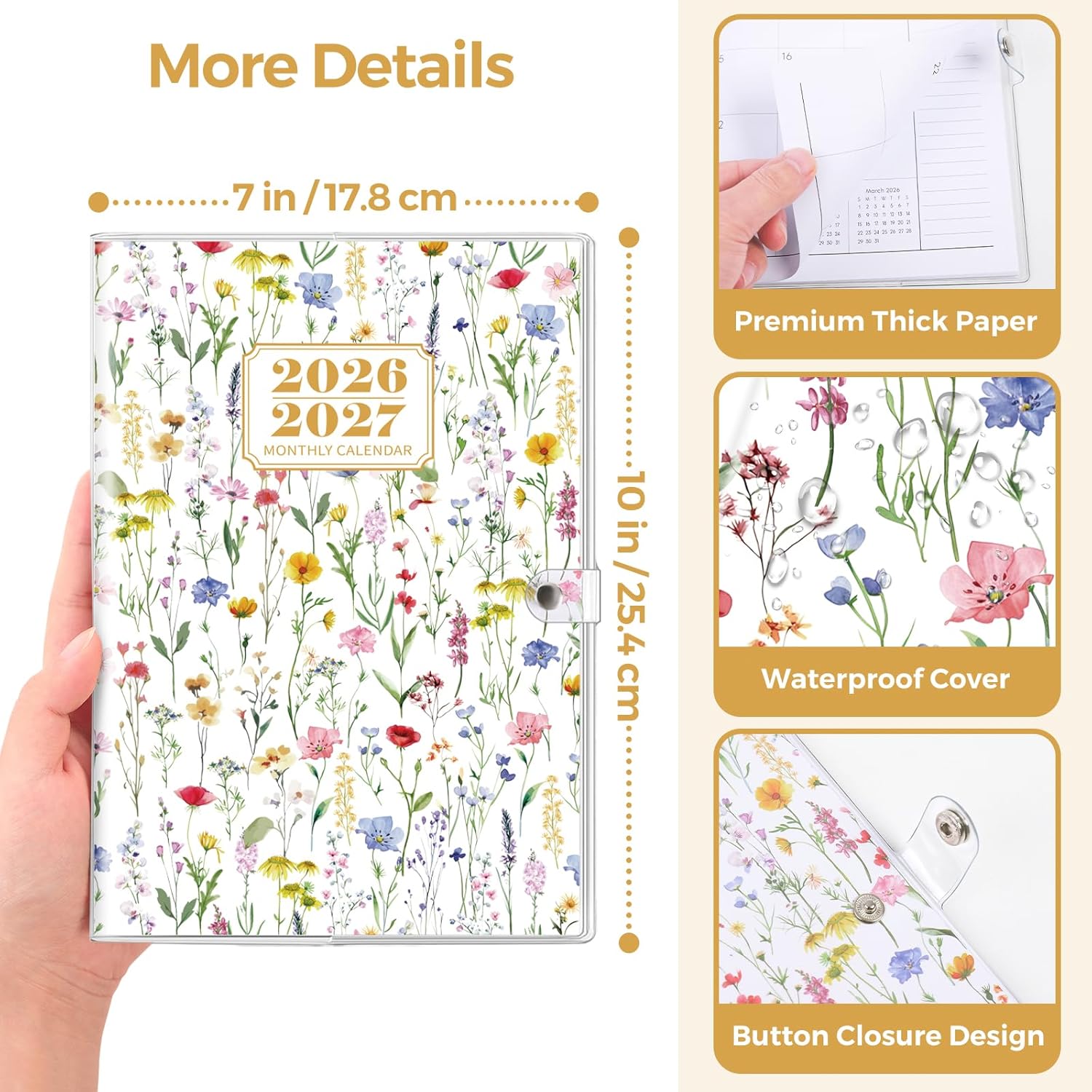 SKYDUE Pocket Calendar 2026-2027, Pocket Monthly Planner Jan 2026 - Dec 2027 for Purse, 6.7" X 3.7" 24-Month Small Planner, Academic Year Calendar, Compact Design with Plastic Sleeve