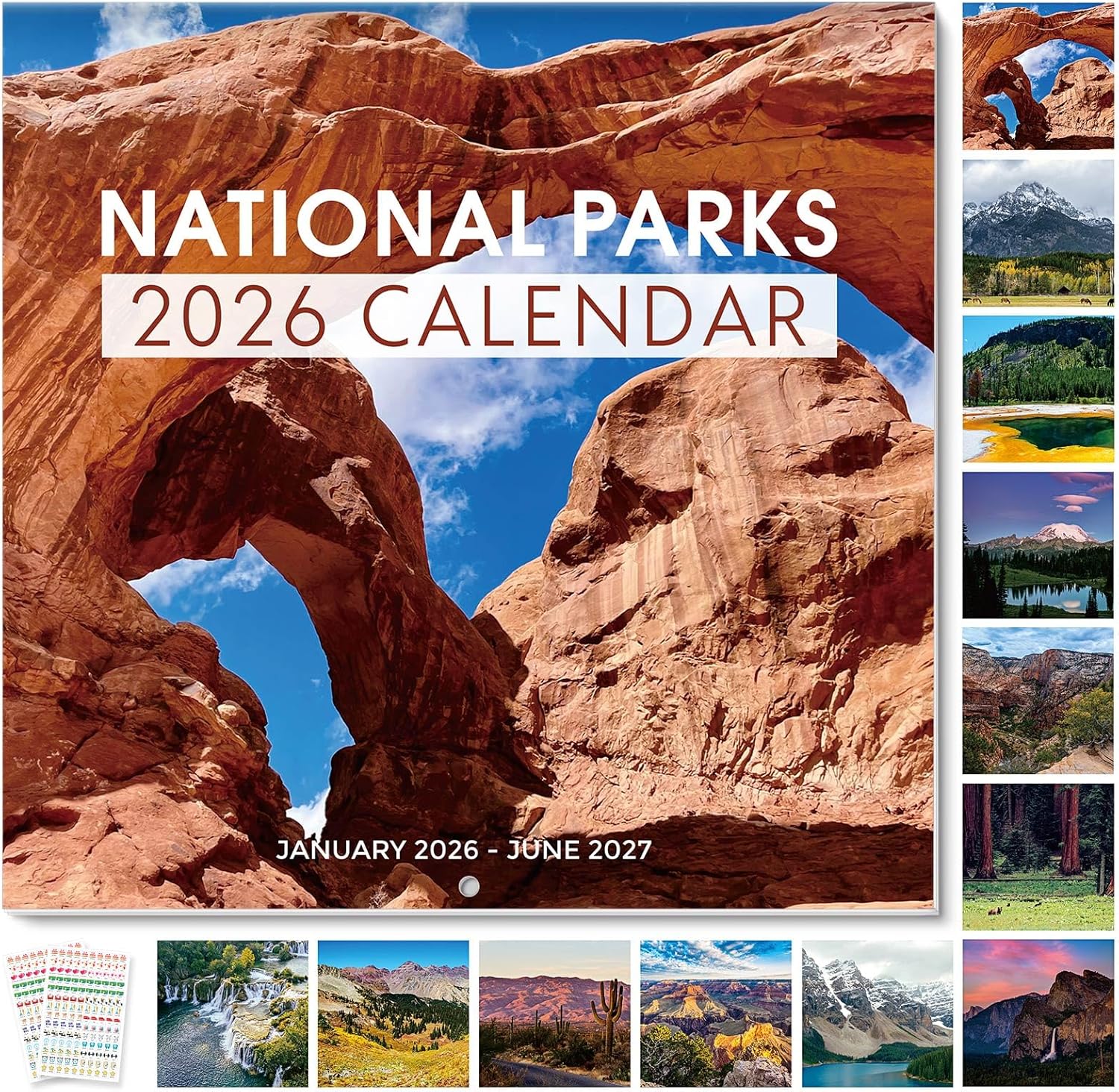SKYDUE 2026 Wall Calendar 12"x24" Opened, 18-Month Puppy Dog Calendar from January 2026 to June 2027 with Stickers, Thick Paper Monthly Calendar for Home Office Organizing & Planning