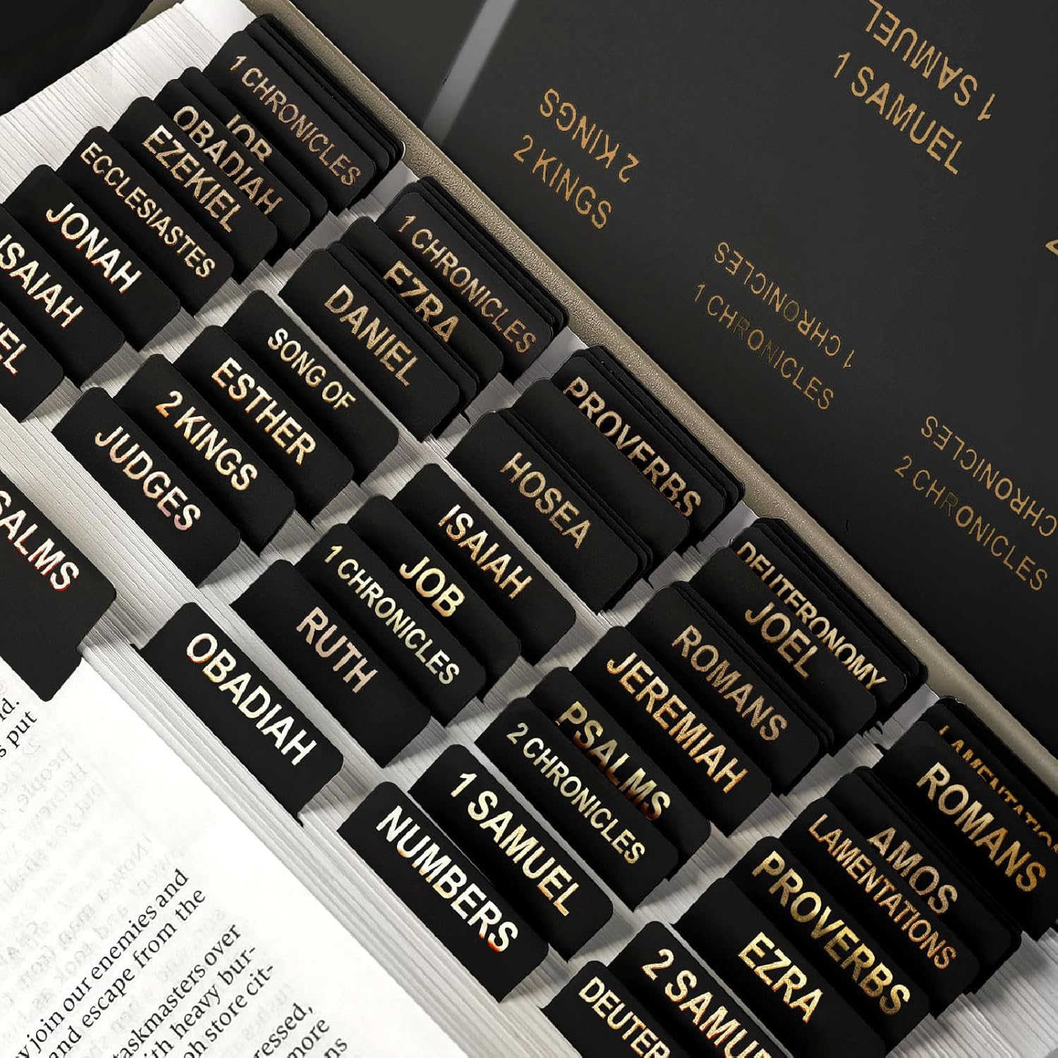 Laminated Bible Tabs for Women, 100 Tabs, Bible Book Tabs for Study Bible, Large Print Bible Chapter Tabs(Gold Foil Embossed Lettering), Bible Study Supplies, Cream Bible Labels Tabs