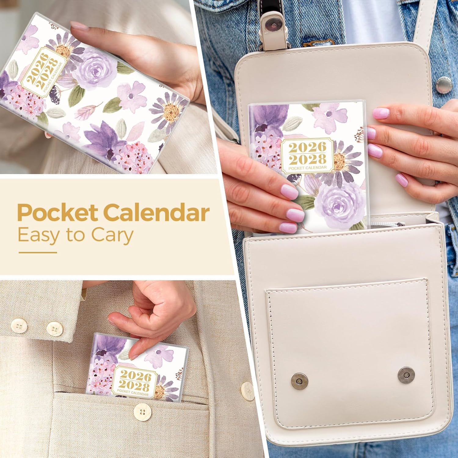 SKYDUE Pocket Calendar 2026-2027, Pocket Monthly Planner Jan 2026 - Dec 2027 for Purse, 6.7" X 3.7" 24-Month Small Planner, Academic Year Calendar, Compact Design with Plastic Sleeve