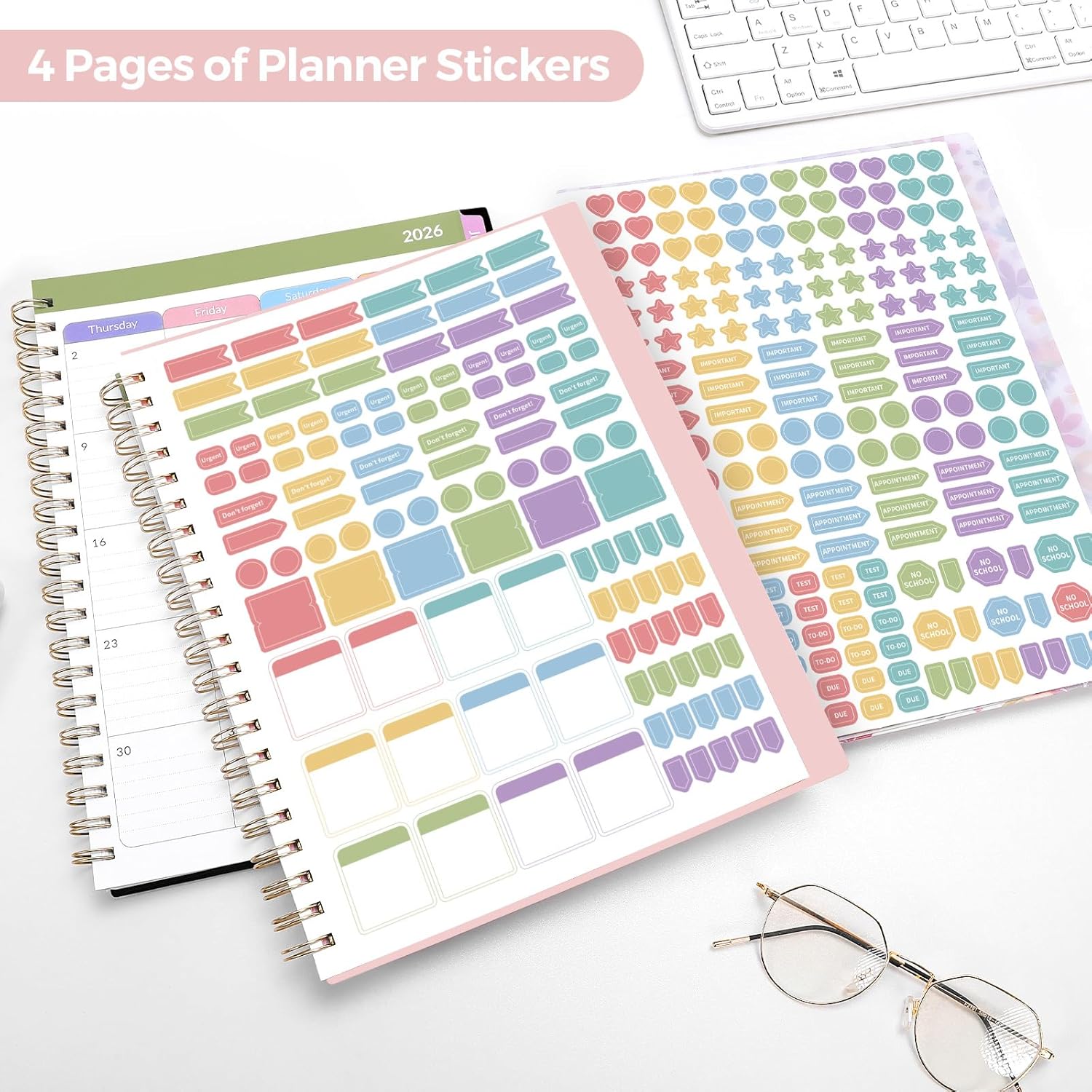 SKYDUE Teacher Planner 2026-2027 Academic Year, 8.5" x 11" Teacher Lesson Planner with Monthly Tabs & Stickers, Lesson Plan Book 26-27, Floral