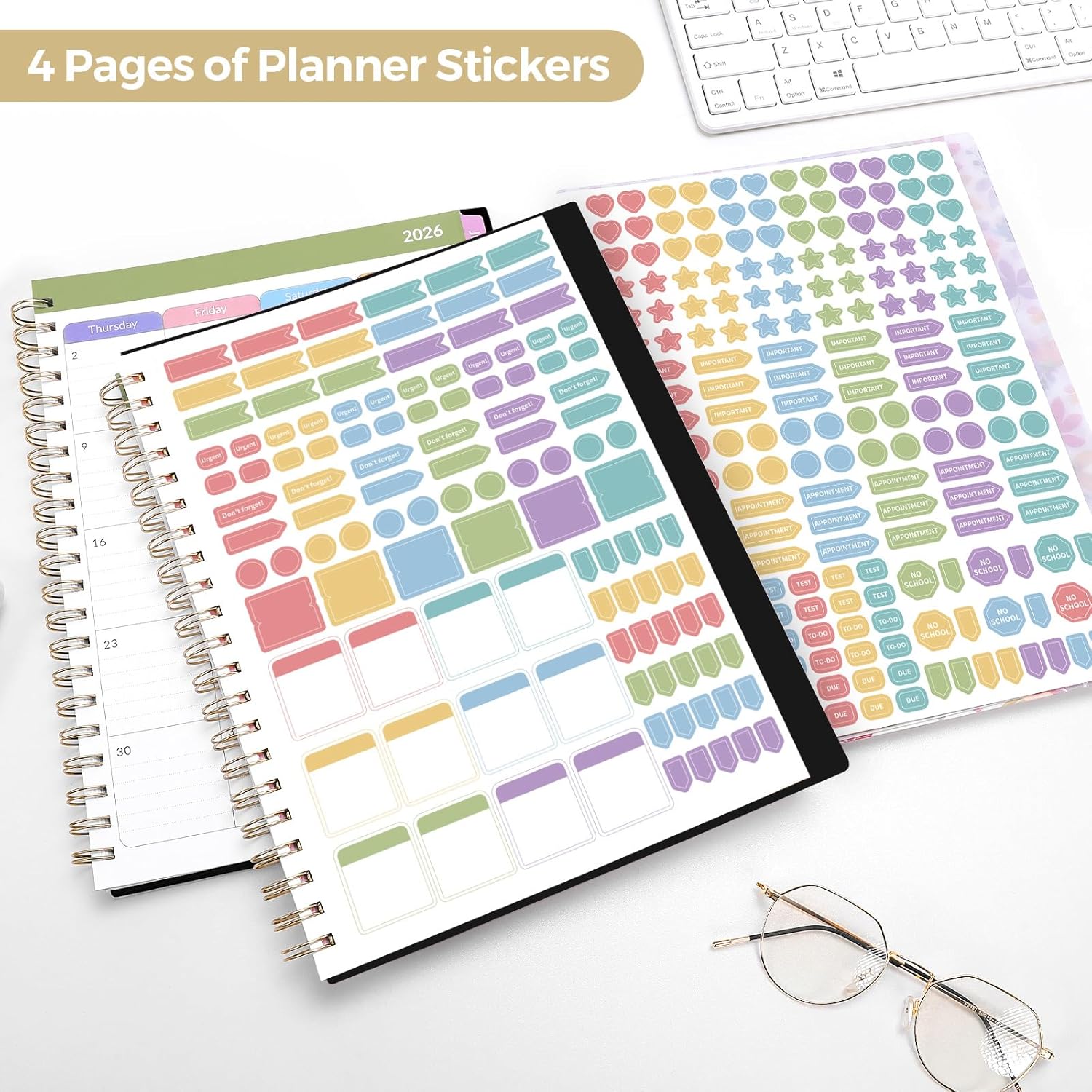 SKYDUE Teacher Planner 2026-2027 Academic Year, 8.5" x 11" Teacher Lesson Planner with Monthly Tabs & Stickers, Lesson Plan Book 26-27, Floral