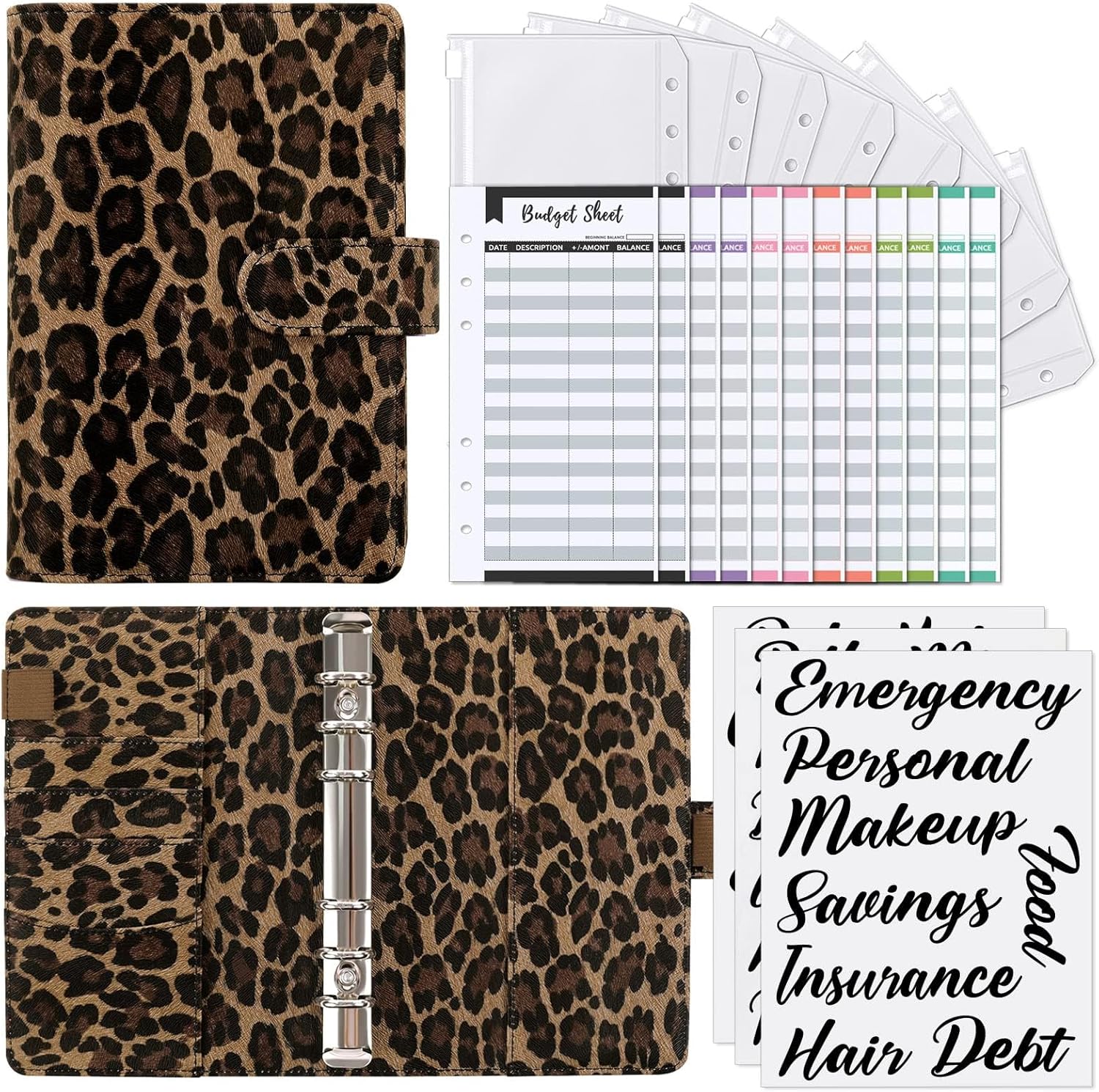 SKYDUE Budget Binder, Money Saving Binder with Zipper Envelopes, Cash Envelopes and Expense Budget Sheets for Budgeting