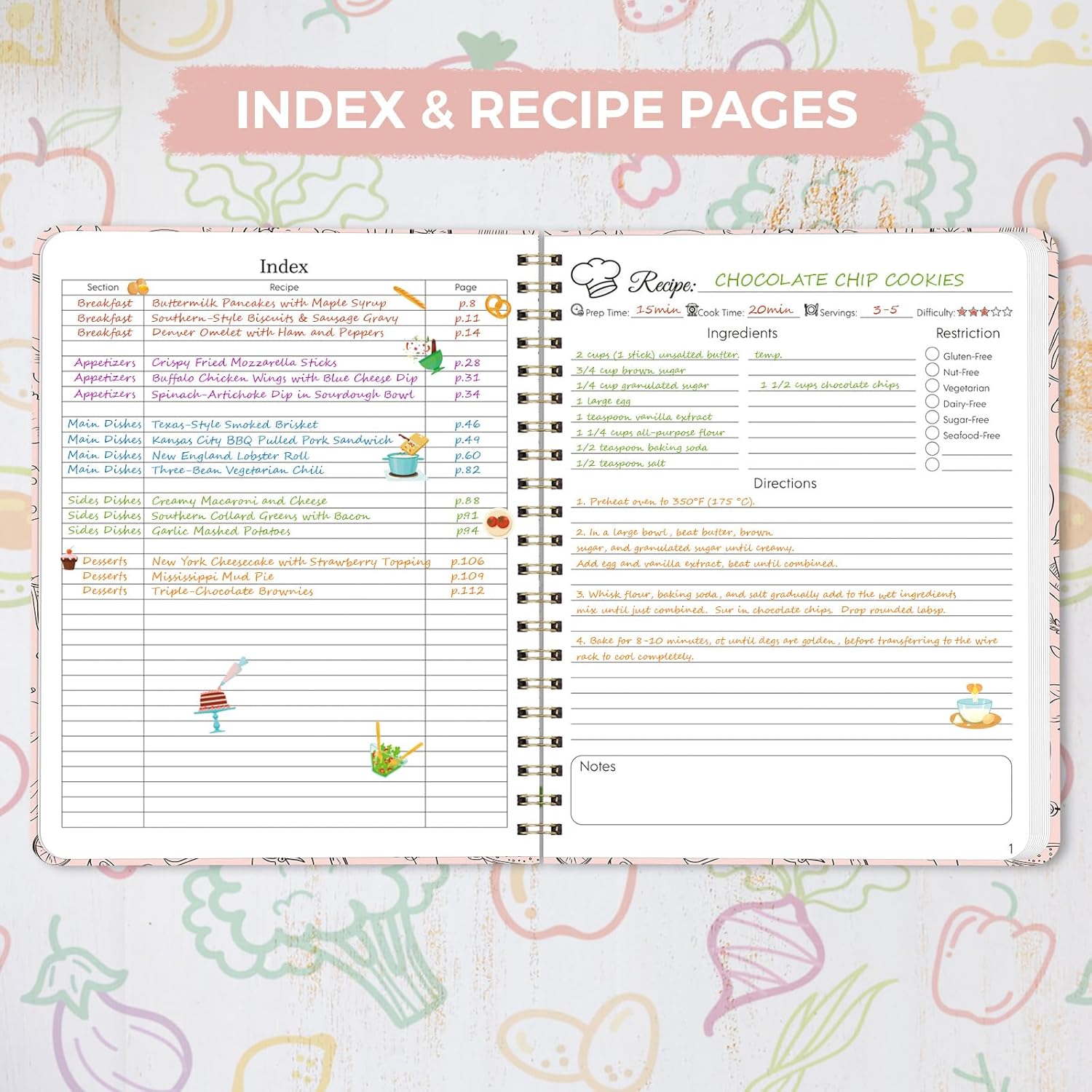 SKYDUE Blank Recipe Book to Write In Your Own Recipes, 8.5" x 11" Hardcover Recipe Journal with 140 Pages and Category Tabs