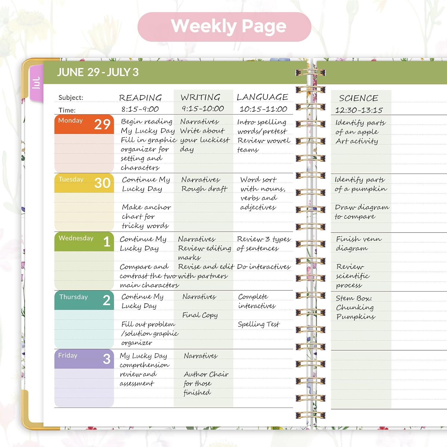 SKYDUE Teacher Planner 2026-2027 Academic Year, 8.5" x 11" Deluxe Teacher Lesson Planner with Monthly Tabs & Stickers, Lesson Plan Book 26-27, Grid