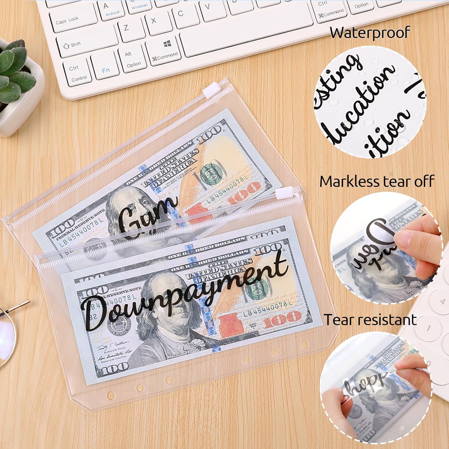 SKYDUE 104-Piece Budget Sticker Set - Cash Envelope Labels & Blank Budget Planner Stickers for Easy Money Management