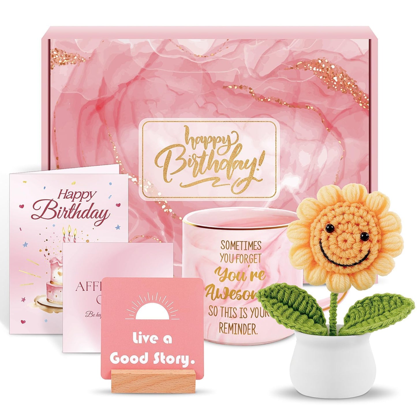 Birthday Gifts for Women, Happy Birthday Gift for Mom, 6 Pcs Mug Gifts Set, Funny Birthday Gift for Friends, Sister, Coworkers, Wife, Mom, Daughter