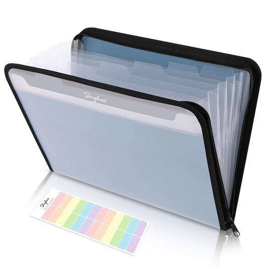 Document Organizer, Accordion Folder with Front Pocket, 7 Pocket Expanding File Folder, Letter Size, Important Document Folder with Double Zipper, School Office Supplies (Blue, 1 Pack)