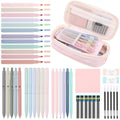 SKYDUE Cute School Supplies 44 PCS, Aesthetic Pencil Case with 12 Pastel Highlighters, 5 Black Gel Pens, 6 Color Gel Pens & Mechanical Pencils, College Essentials Students Stationary Set Pink
