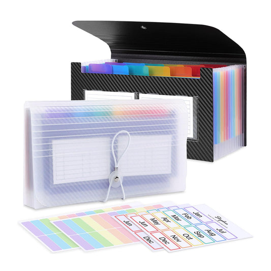 Receipt Coupon Organizer Holder, 2 Packs 13 Pockets Small Accordion File Organizer, Mini Expanding File Folder for Small Business, 10 * 5.5 Inches