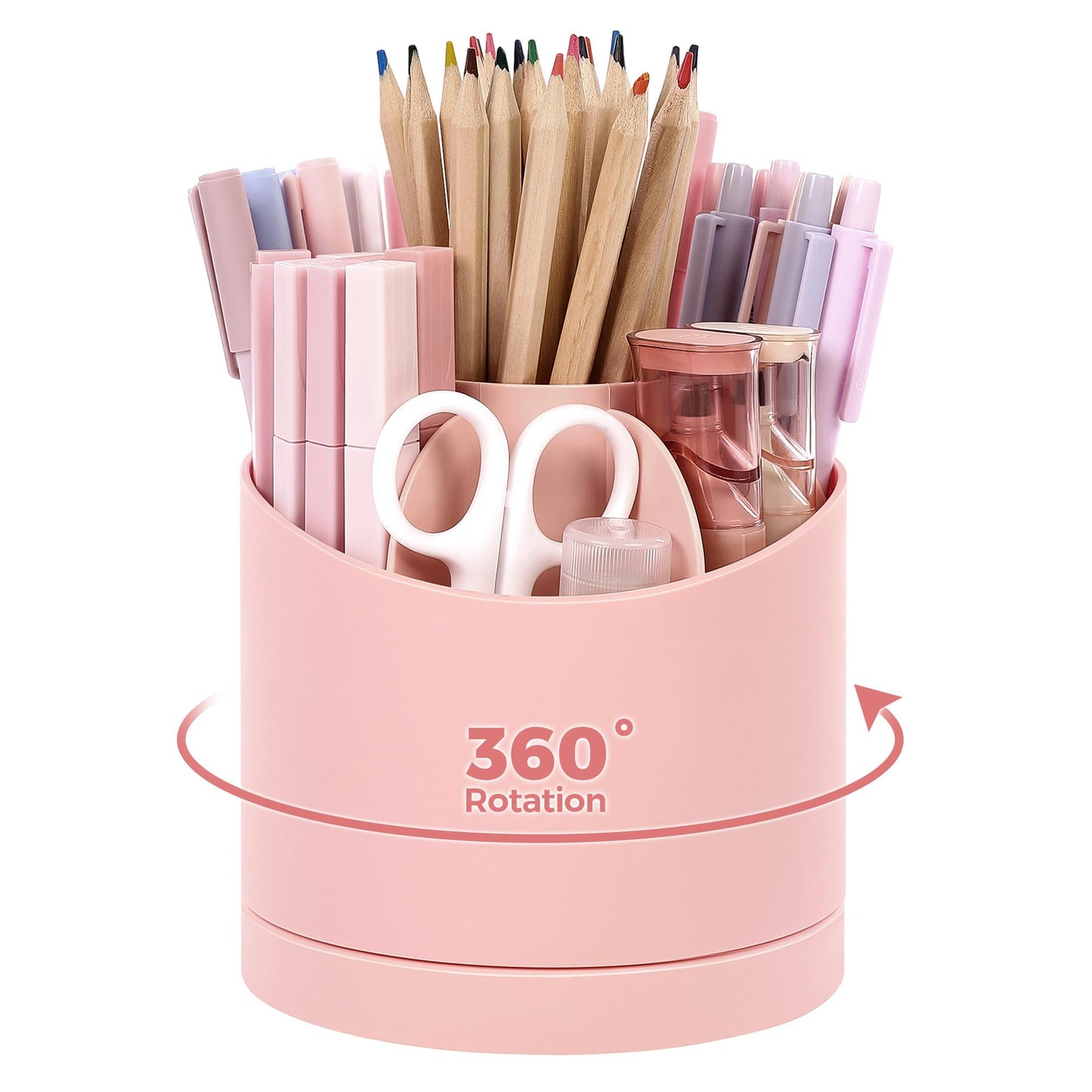 Desk Organizer, 360-Degree Rotating Pencil Pen Holder for Desk, Cute Desk Organizers and Accessories with 7 Slots, Desktop Organizer, Art Supply Storage, Classroom Office Supplies