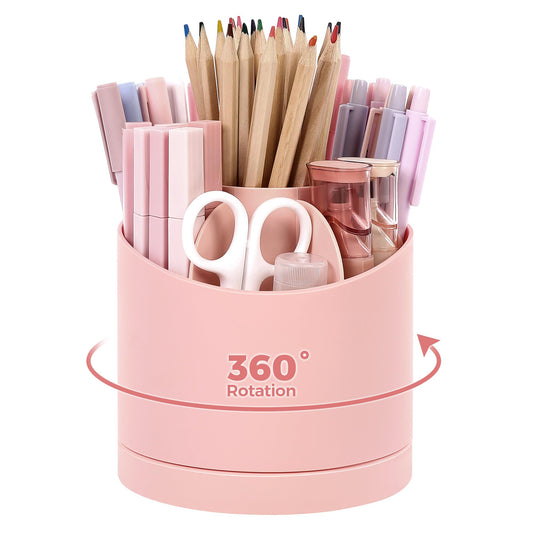 Desk Organizer, 360-Degree Rotating Pencil Pen Holder for Desk, Cute Desk Organizers and Accessories with 7 Slots, Desktop Organizer, Art Supply Storage, Classroom Office Supplies