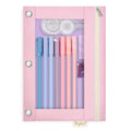 3 Ring Pencil Pouch Case for Binder, Zipper Pencil Pouches for Girls Boys, Clear Window Pencil Bag,Pencil Case with Smooth Zipper