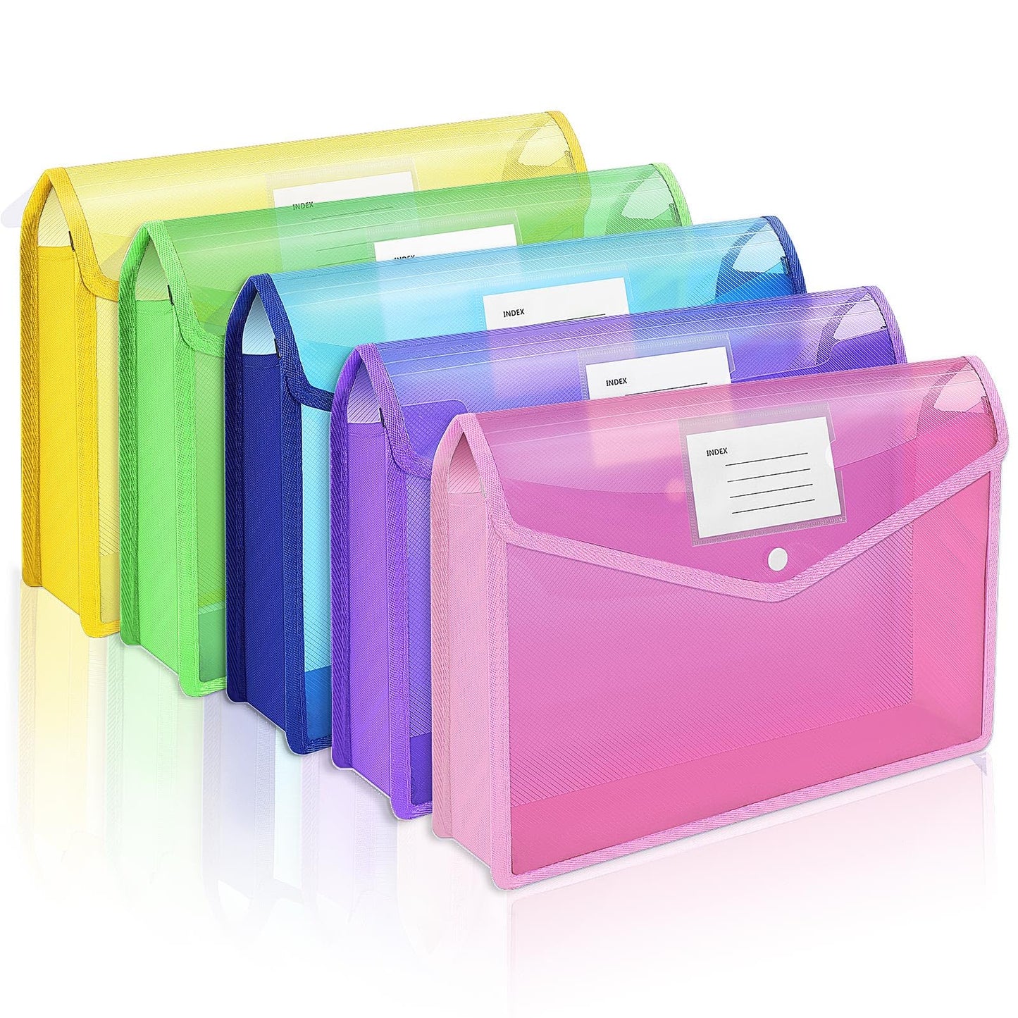 Expanding File Folder 5PCS, 2-Inch Expansion, Plastic Envelopes for Documents, No Dividers, Folders for Documents