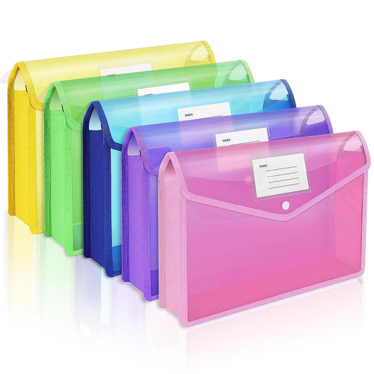 Expanding File Folder 5PCS, 2-Inch Expansion, Plastic Envelopes for Documents, No Dividers, Folders for Documents