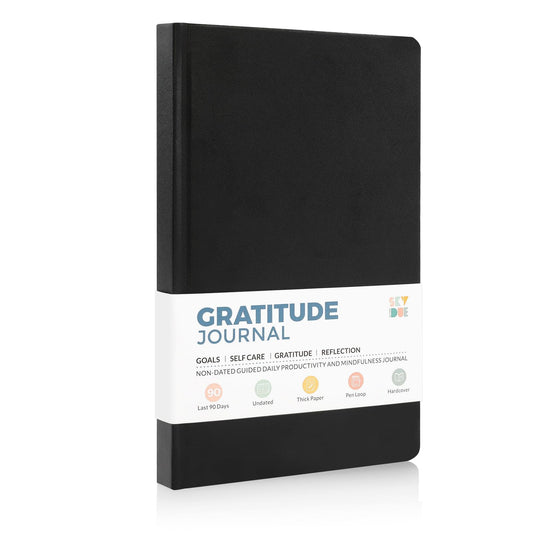 Gratitude Journal, 5 Minute Daily Journey to Goal/Guided, Mindfulness, Affirmations, Prayer Journal, Growth and Reflection, Undated Daily Life Planner for Women & Men, Christian decor, faith gift, Black