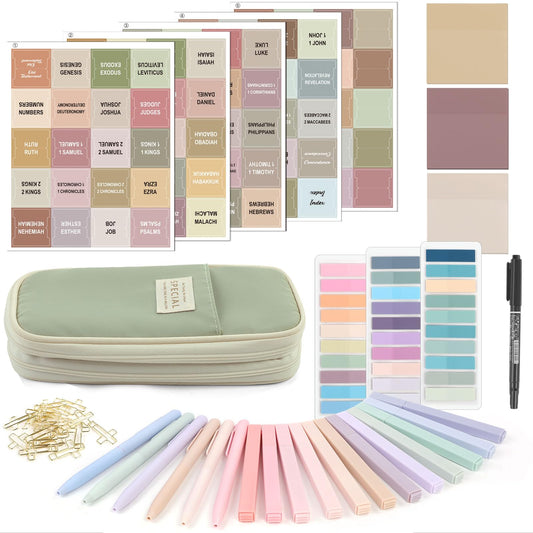 Bible Journaling Kit, Bible Study Supplies, Aesthetic Book Annotation Kit,Highlighter Set No Bleed, Bible Journaling Kit for Gift Green