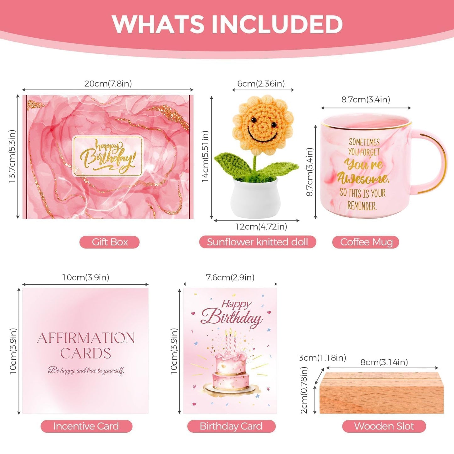 Birthday Gifts for Women, Happy Birthday Gift for Mom, 6 Pcs Mug Gifts Set, Funny Birthday Gift for Friends, Sister, Coworkers, Wife, Mom, Daughter