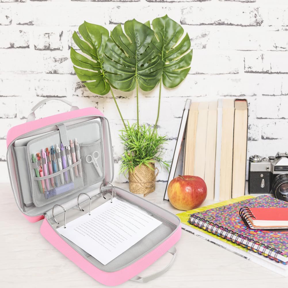 Zipper Binder 3 Inch D-Ring School Binder, Oxford Fabric School Organizer Holds 700+ Sheets, Fits 13.3" Laptop, Water-Resistant, Handle & Shoulder Strap, 14"x13" – School Supplies