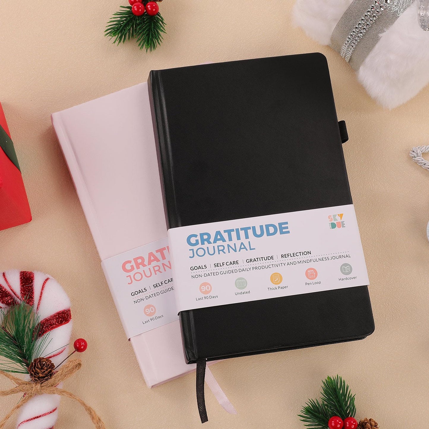 Gratitude Journal, 5 Minute Daily Journey to Goal/Guided, Mindfulness, Affirmations, Prayer Journal, Growth and Reflection, Undated Daily Life Planner for Women & Men, Christian decor, faith gift, Black