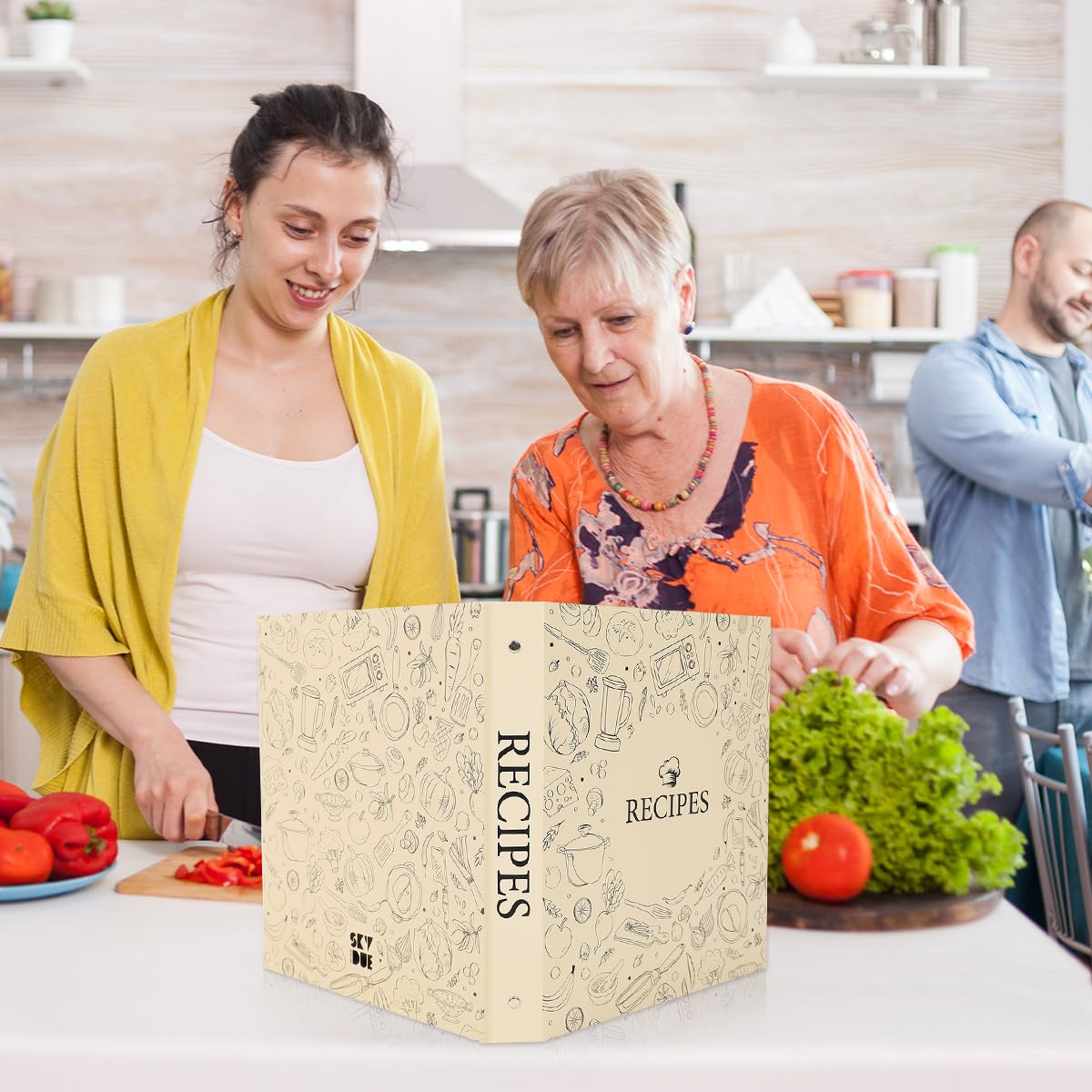 Recipe Binder 8.5x11 3 Ring, Recipe Book to Write in Your own Recipes, Recipe Binder with 60 Plastic Sleeves, 12 Dividers, 60 Blank Recipe Cards, Labels & Stickers, Family Recipe Organizer