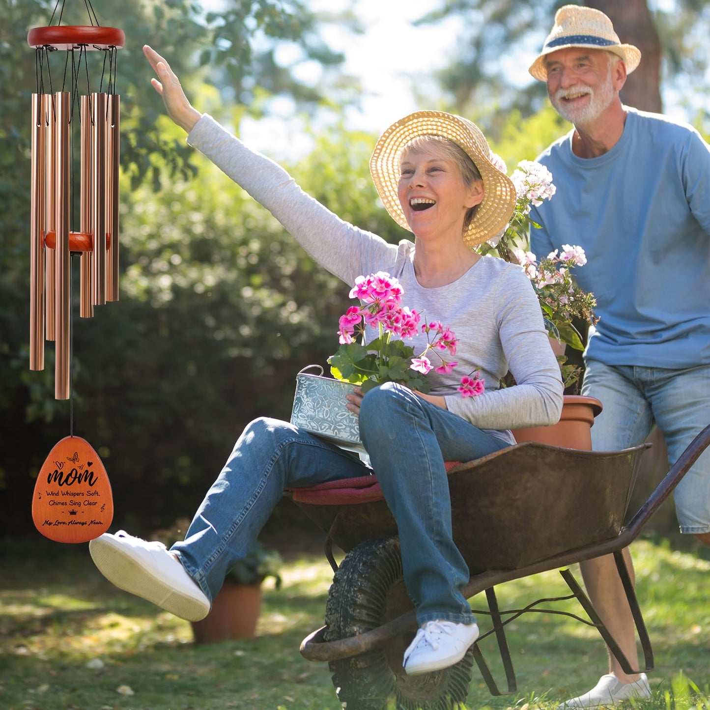 Wind Chimes for Outside, for Mom from Daughter Son with Gift Box, Deep Tones 6 Aluminum Tubes, Engraved Wood Sign, Thanksgiving for Mom, Garden Decor, Tree of Life