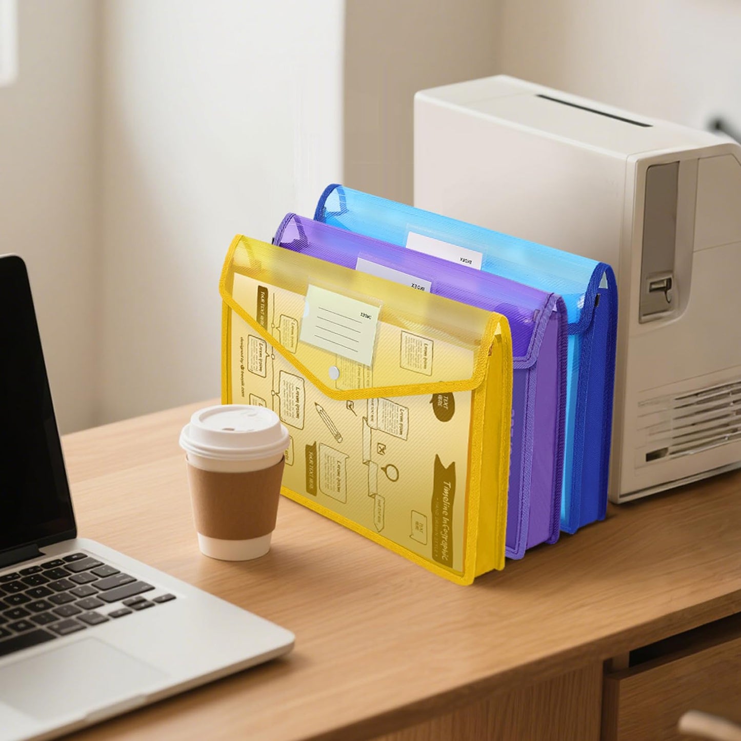 Expanding File Folder 5PCS, 2-Inch Expansion, Plastic Envelopes for Documents, No Dividers, Folders for Documents