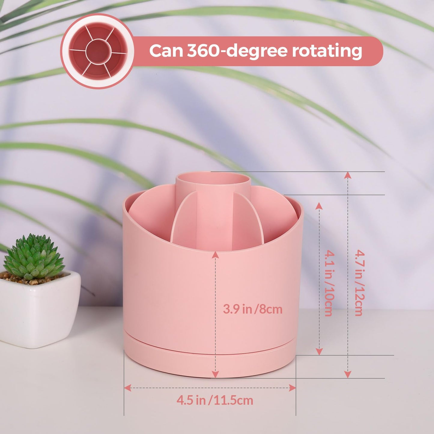 Desk Organizer, 360-Degree Rotating Pencil Pen Holder for Desk, Cute Desk Organizers and Accessories with 7 Slots, Desktop Organizer, Art Supply Storage, Classroom Office Supplies