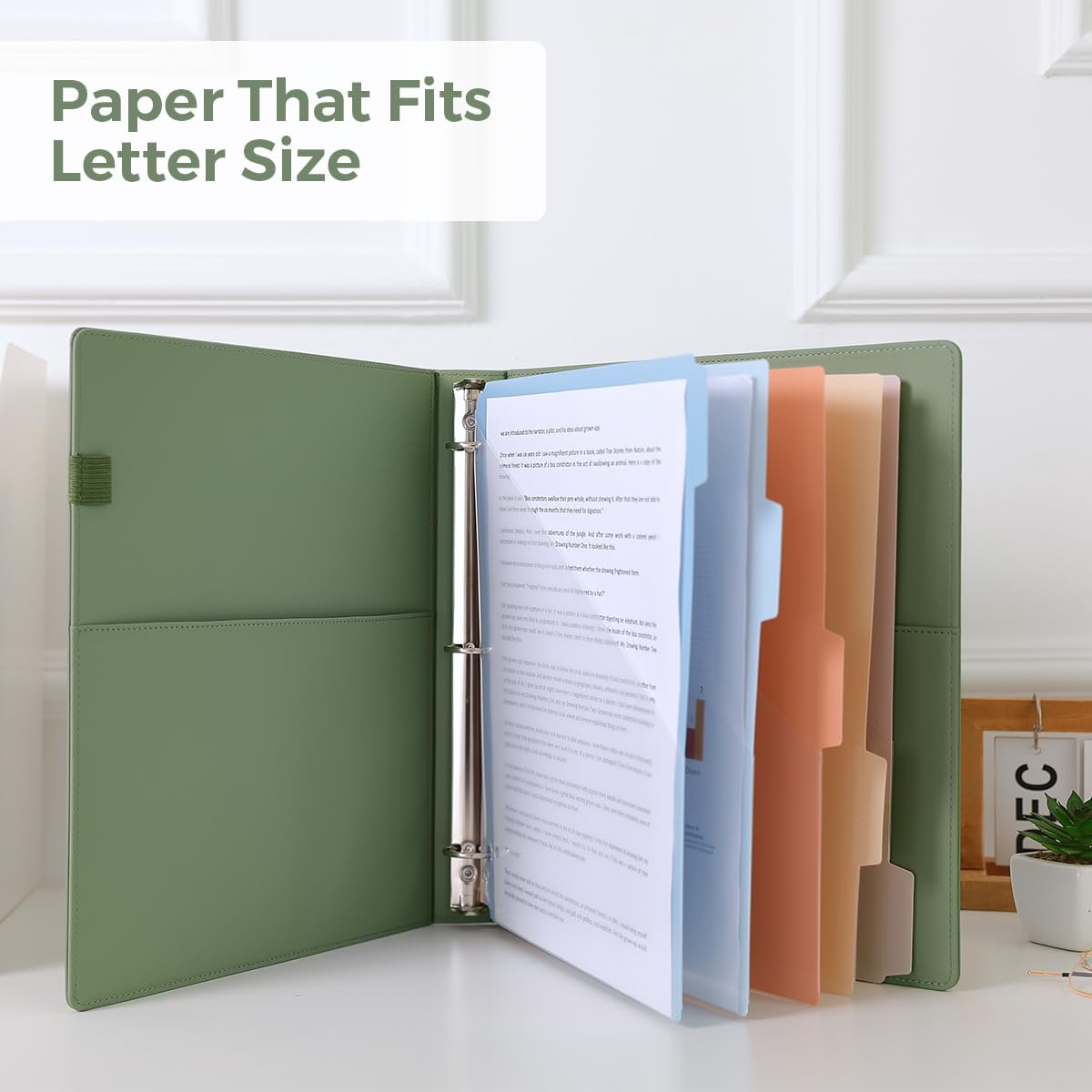 3 Ring Binder with Clipboard 1 Inch, 13.2" × 10.2" PU Clipboard Binder with Notepad & 5 Dividers with 5 Pockets, Labels, Clipboard Folder Great for School Office(Fit Letter Sized Paper)