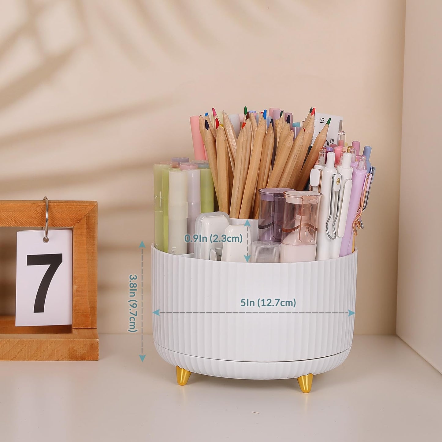 Desk Organizer Set of 4, 360 Degree Rotating Pen Holder, Business Card Holder, Memo Box, Storage Box, Office Desktop Accessories For Women or Men