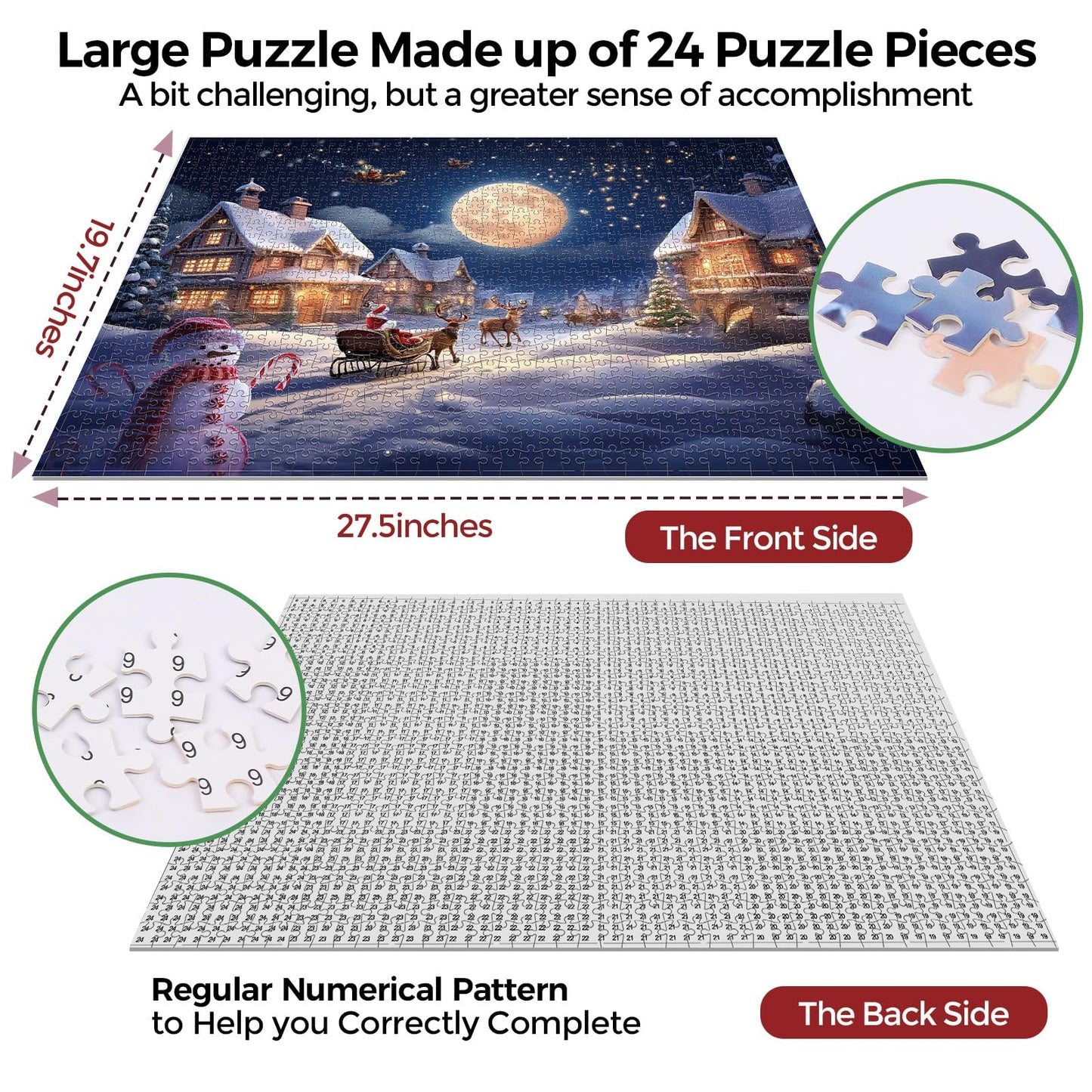 Christmas Advent Calendar Puzzle 1008 Pieces – 24 Days Countdown with Daily 42-Piece Mini Puzzles – Large 19.7 x 27.6 inch Jigsaw, Holiday Challenge for Adults & Families