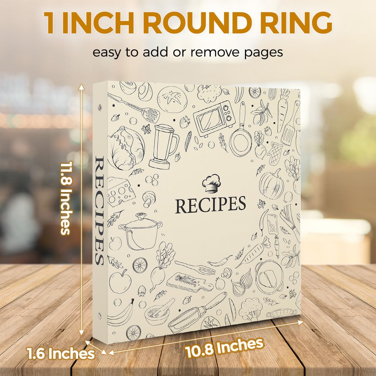 Recipe Binder 8.5x11 3 Ring, Recipe Book to Write in Your own Recipes, Recipe Binder with 60 Plastic Sleeves, 12 Dividers, 60 Blank Recipe Cards, Labels & Stickers, Family Recipe Organizer
