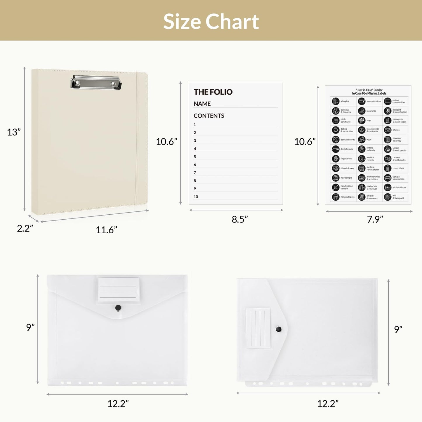 Document Organizer Folio - Emergency/Certificate/Birth Document Binder for Home, Office and School