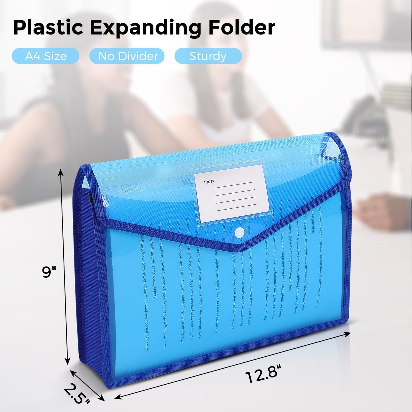 Expanding File Folder 5PCS, 2-Inch Expansion, Plastic Envelopes for Documents, No Dividers, Folders for Documents